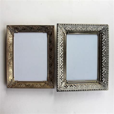 Vintage 5x7 Gold Metal Brass Colored Photo Picture Frame Set Of 2
