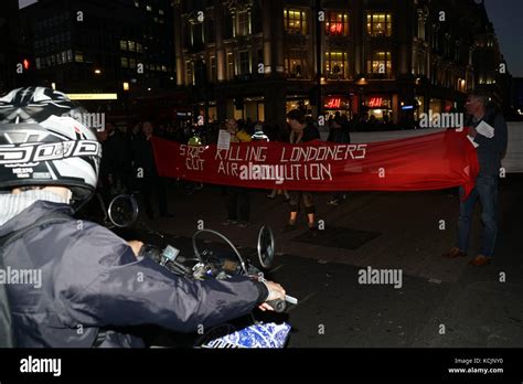 London England Uk 5th Oct 2017 Stop Killing Londoners Campaigners Blockade Of Oxford Street