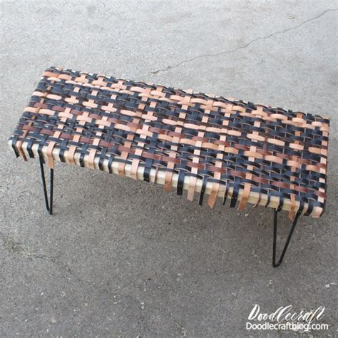 Woven Leather Bench With Hairpin Legs Diy
