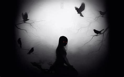 Demon Girl In The Dark Surrounded By Her Friends The Ravens Dark Gothic