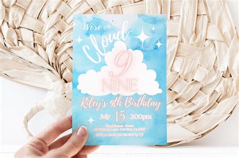 Editable Cloud Nine Birthday Invitation Template Cloud Nine Party Invite Instant Download