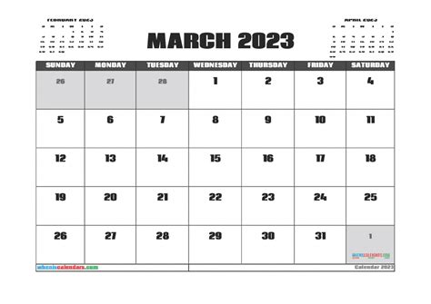 Free Calendar March 2023 Printable 23301