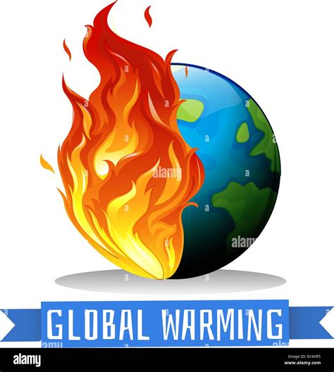 Die Globale Erwärmung Mit Erde Auf Flamme Illustration Stock