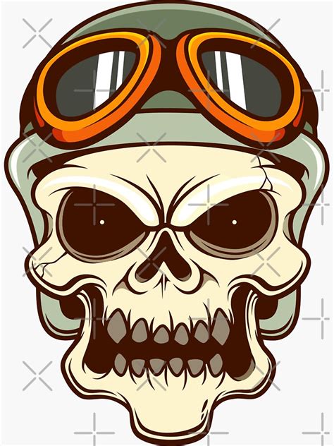 Funny Biker Skull Sticker For Sale By Silverorlead Redbubble