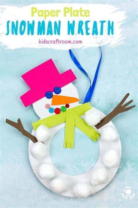 Paper Plate Snowman Wreath Winter Crafts For Kids Christmas Crafts