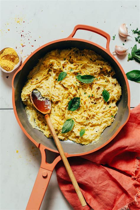 Spaghetti Squash Pasta With Garlicky Alfredo Sauce Recipe Spaghetti