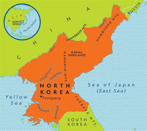 North South Korea Map World Corene Charlotte
