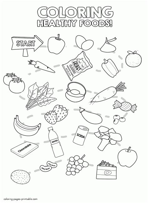 Coloring Page Healthy And Unhealthy Food Coloring Pages Printable Coloring Home
