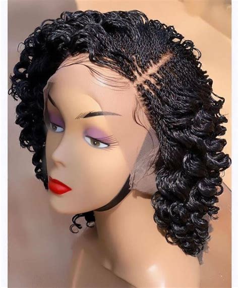 Braided Wig Micro Curly Twist Braided Wigs Cornrow Wig Etsy