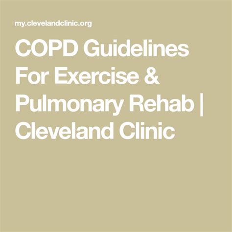 COPD Guidelines For Exercise Pulmonary Rehab Cleveland Clinic