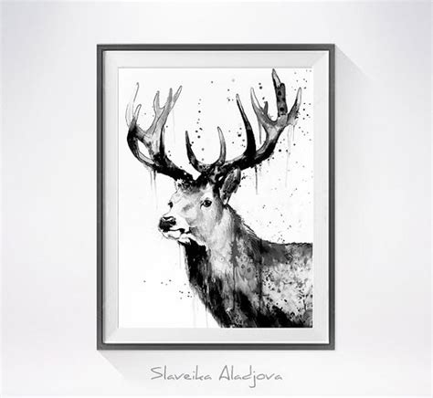 Black And White Deer Painting At Explore