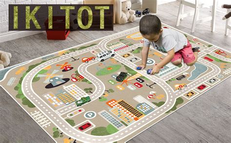 Kid Rug Carpet Playmat For Toy Cars And Train，play Area Rug With Rubber
