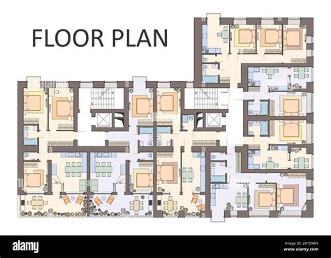 Detailed Architectural Floor Plan Apartment Layout Blueprint Vector