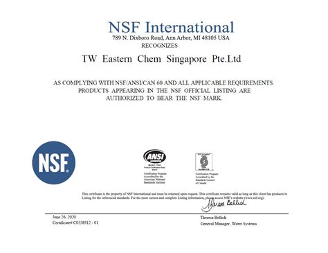 Nsf Certification Tweasternchem Tweasternchem