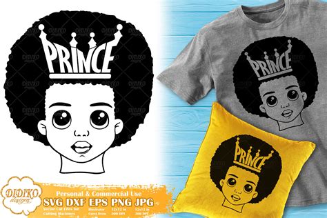 Black Boy Svg Afro Boy With Crown Svg Cricut File Afro Little Prince