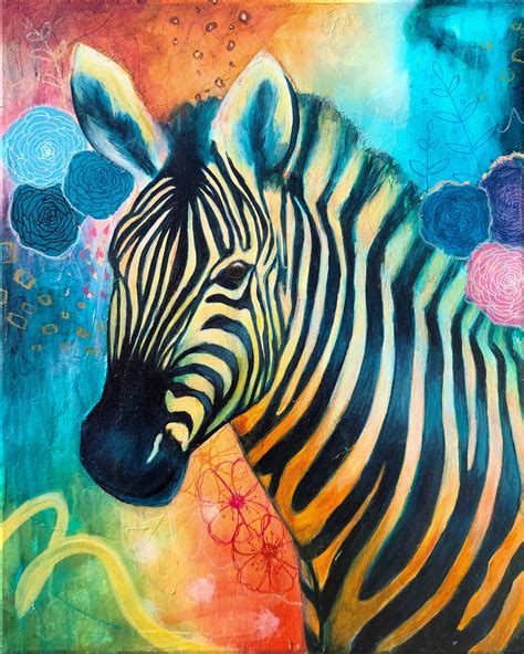 Zebra Painting Original Painting Acrylic On Canvas Etsy