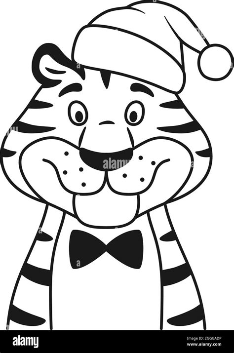Cute Cartoon Tiger Black And White Outline Stock Vector Image And Art