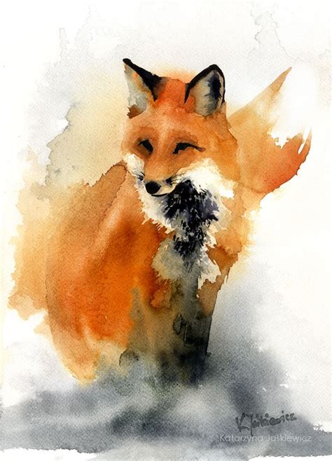 Katarzyna Jaskiewicz Fox Painting Watercolor Fox Fox Art