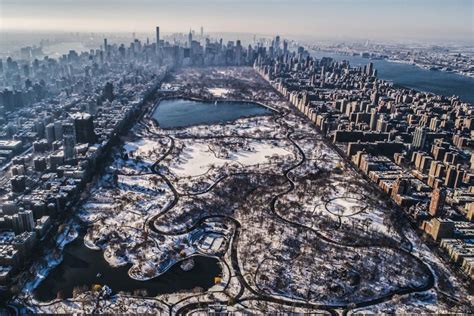Central Park Snowfall Drone Photos Drone Images Drone Photography