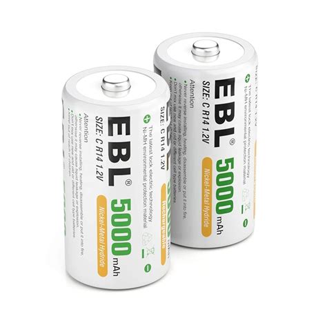 EBL C Size C Cell 5000mAh Ni MH Rechargeable Batteries Pack Of 2 At Rs