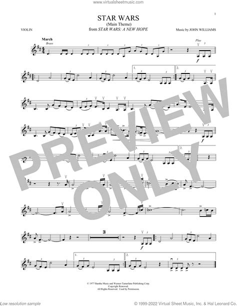 Star Wars Main Theme Sheet Music For Violin Solo Pdf