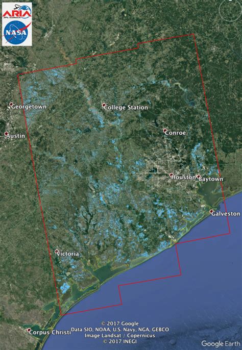 Aria Flood Extent Map Of Harvey From Sentinel 1 Sar Data Nasa Map