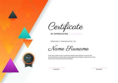 Modern Certificate Template Design Geometric Colorful Abstract