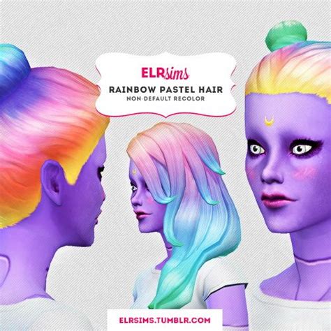 Rainbow Pastel Hair At Elrsims Sims 4 Cc Pinterest Les Sims