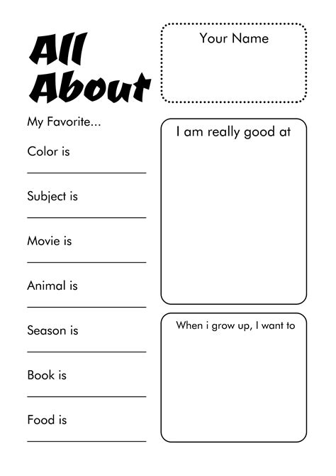 14 All About Me Worksheet Elementary Free Pdf At