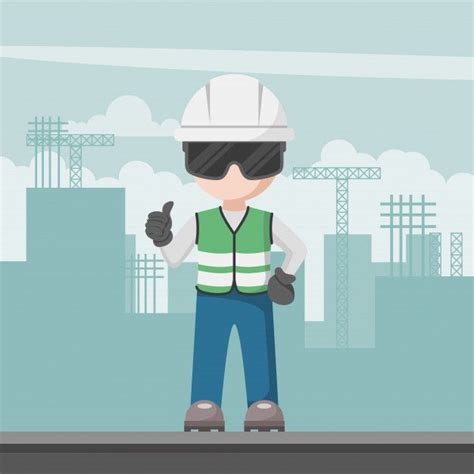 Premium Vector Civil Engineer With His Personal Protection Team In A