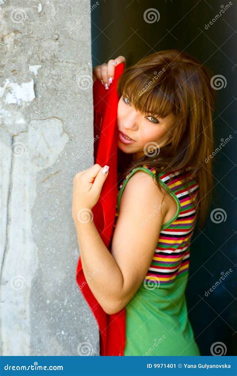 Portrait Girl Near Wall Stock Image Image Of Emotion 9971401