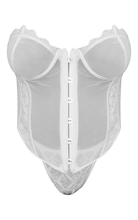 plus white lace lingerie corset set prettylittlething qa