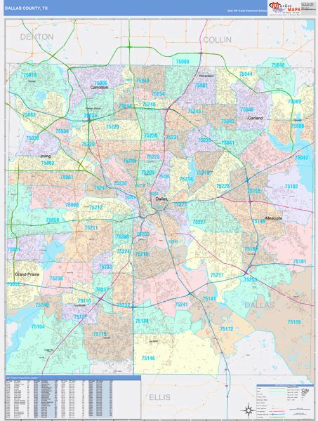 Dallas County Tx Wall Map Color Cast Style By Marketmaps Mapsales