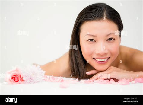 Relaxed Woman Lying On The Massage Table Stock Photo Alamy