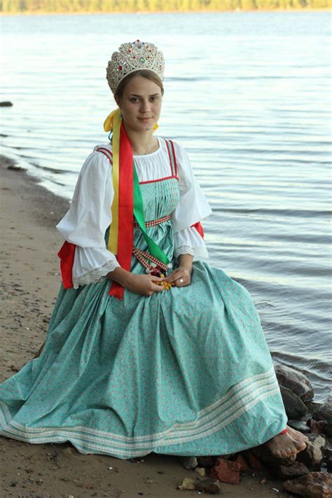 Russian Bride In Traditional Peasant Style Weddings National Clothes Russian Bride Peasant