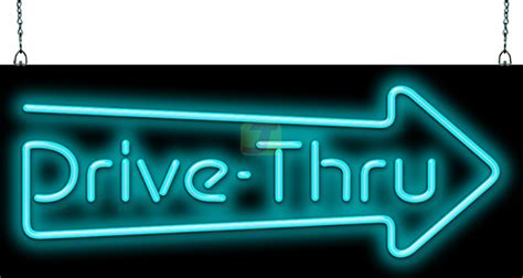 Turquoise Drive Thru With Right Arrow Neon Sign Fg 30 87 Jantec Neon