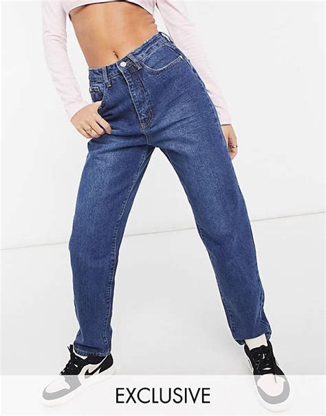 Missguided Riot Mom Jeans In Blau Asos