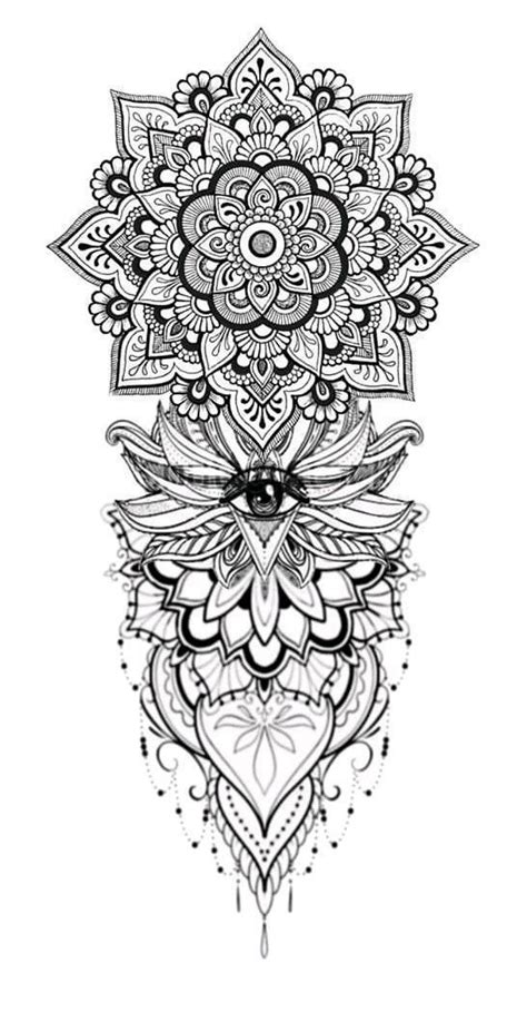 A Black And White Drawing Of An Intricate Flower Design With Lots Of