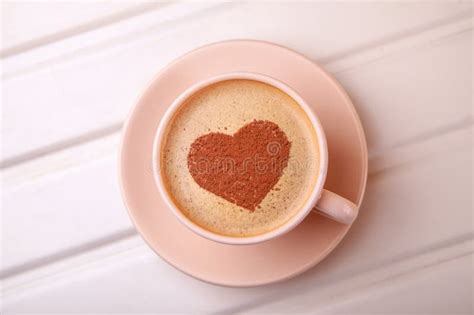 Cup Of Coffee With Heart On Foam Morning Coffee Stock Image Image Of