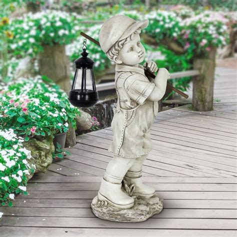 Red Barrel Studio Little Boy Garden Statue With Solar Lantern 17
