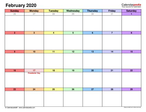 February 202 Calnedar Template Calendar Design