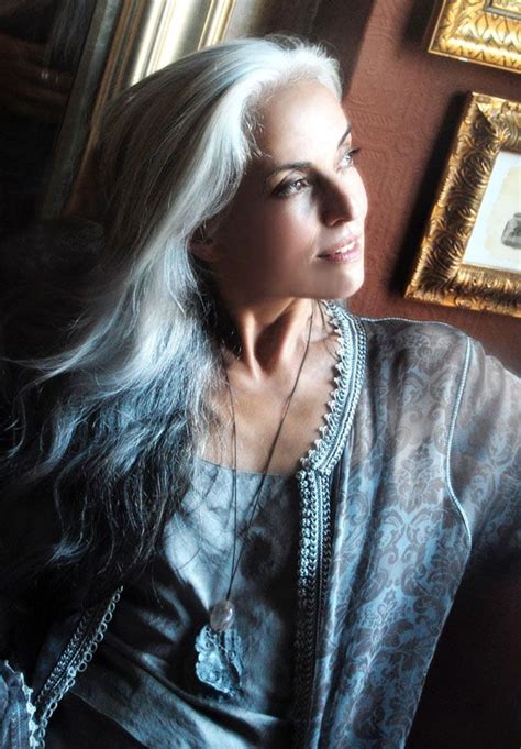 Wonderful Gray Haired Yasmina Rossi Gray Hair Power ༺ ♥ ༻ Pinterest Gray And Tops