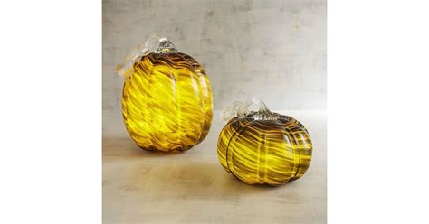 Pier 1 Imports Green And Gold Art Glass Led Light Up Pumpkins Fake
