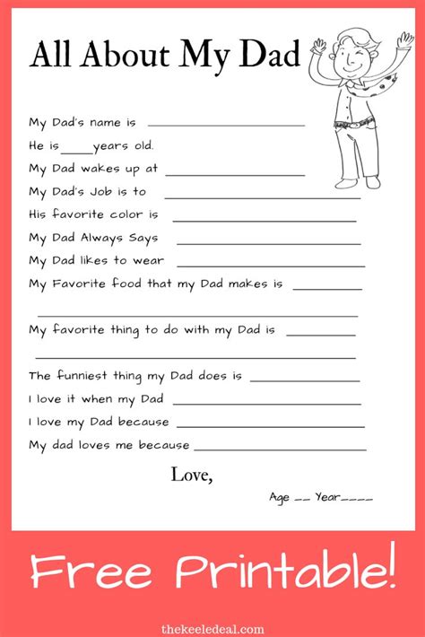 All About My Dad Worksheet