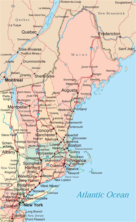 Printable Map Of New England Printable Map Of The United States