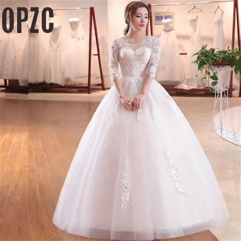 Korean Style 2018 New Arrival High Grade Lace Wedding Dress O Neck