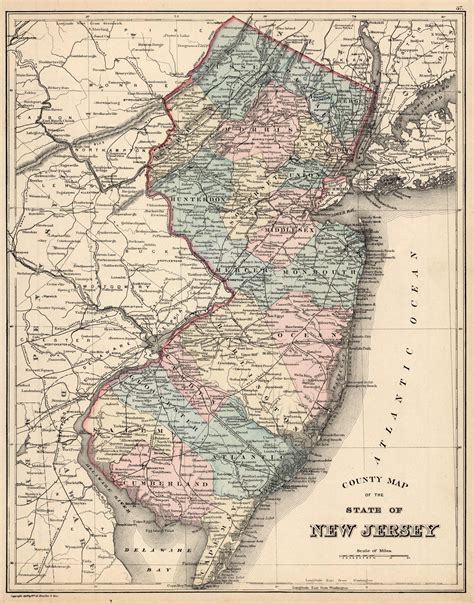 County Map Of The State Of New Jersey Art Source International