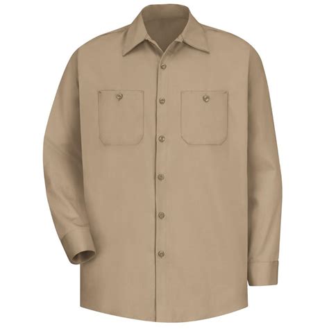Red Kap Mens Size Xl Khaki Wrinkle Resistant Cotton Work Shirt Sc30kh