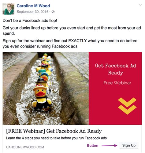Facebook Ad With Button About Facebook Facebook Ad Mini Course