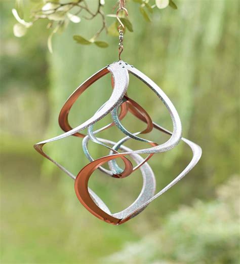 Copper Colored And Patina Dual Spiral Hanging Metal Wind Spinner